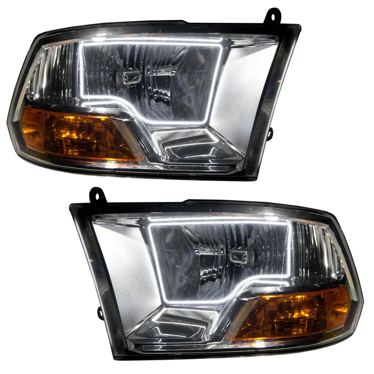 Oracle OE Style Headlights with White LED Halo; Chrome Housing; Clear Lens (10-12 RAM 3500)