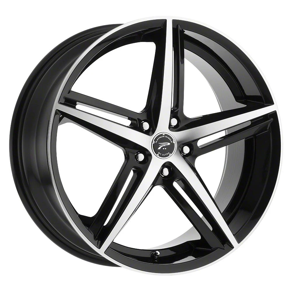 Platinum Smooth Trip Gloss Black with Diamond Cut Face Wheel; 18x8; 35mm Offset (08-23 RWD Challenger, Excluding Widebody)
