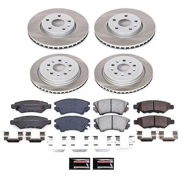 PowerStop Semi-Coated Rotor and Pad Kit; Front and Rear (10-15 Camaro LS, LT)