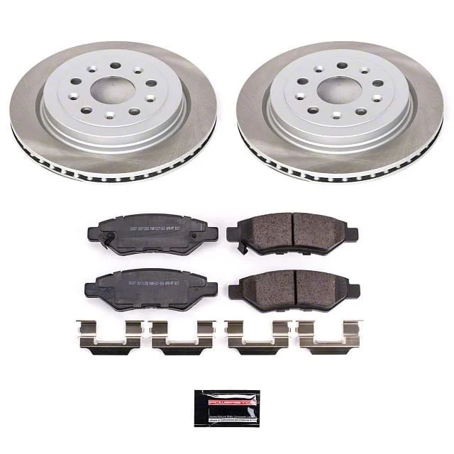 PowerStop Semi-Coated Rotor and Pad Kit; Rear (10-15 Camaro LS, LT)