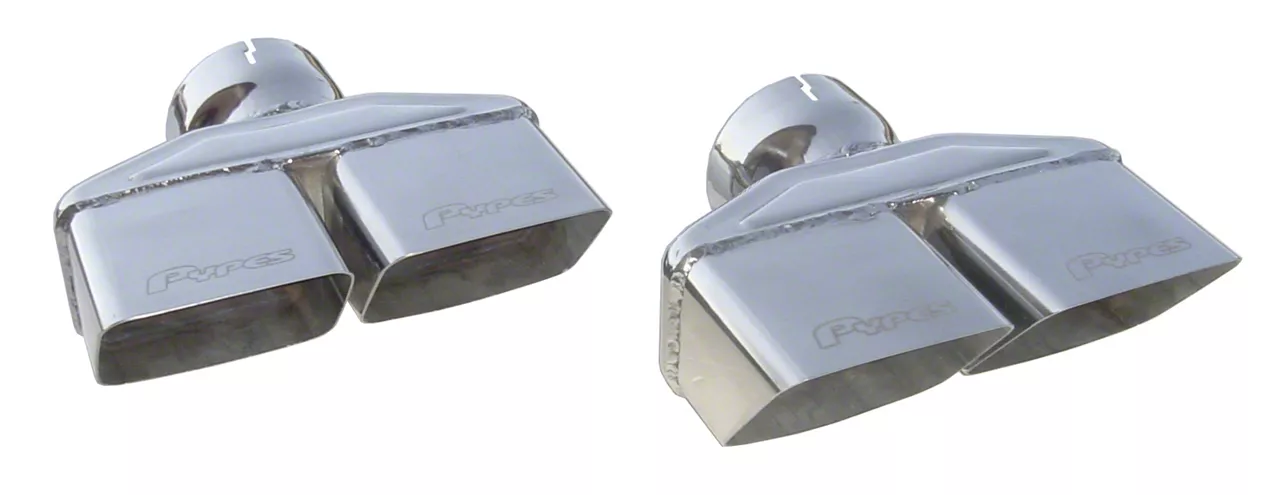 Pypes Angled Cut Dual Rectangle Exhaust Tips; 3-Inch; Polished (08-14 Challenger)