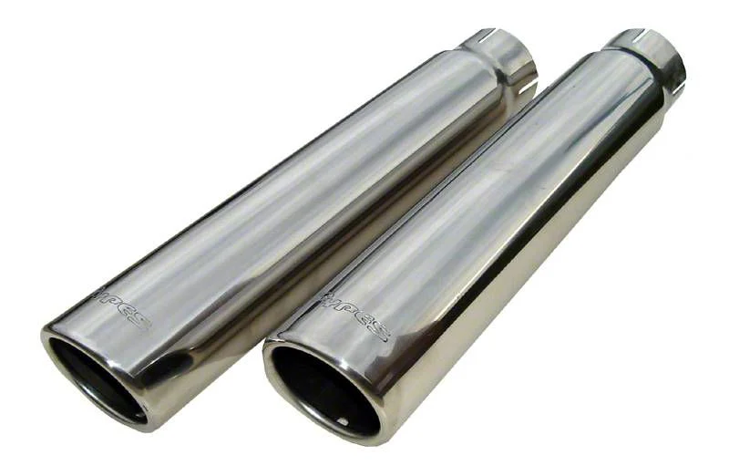 Pypes Angled Cut Rolled End Round Exhaust Tips; 3-Inch; Polished (Fits 2.50-Inch Tailpipe)