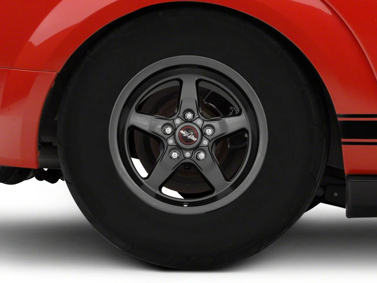 Race Star 92 Drag Star Bracket Racer Metallic Gray Wheel; Rear Only; 15x10; 44mm Offset (05-09 Mustang)