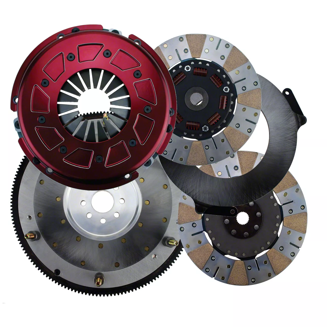 RAM Clutches Pro Street 900 Series Metallic Dual Disc Clutch Kit with 8-Bolt Aluminum Flywheel; 23-Spline (11-17 Mustang GT)