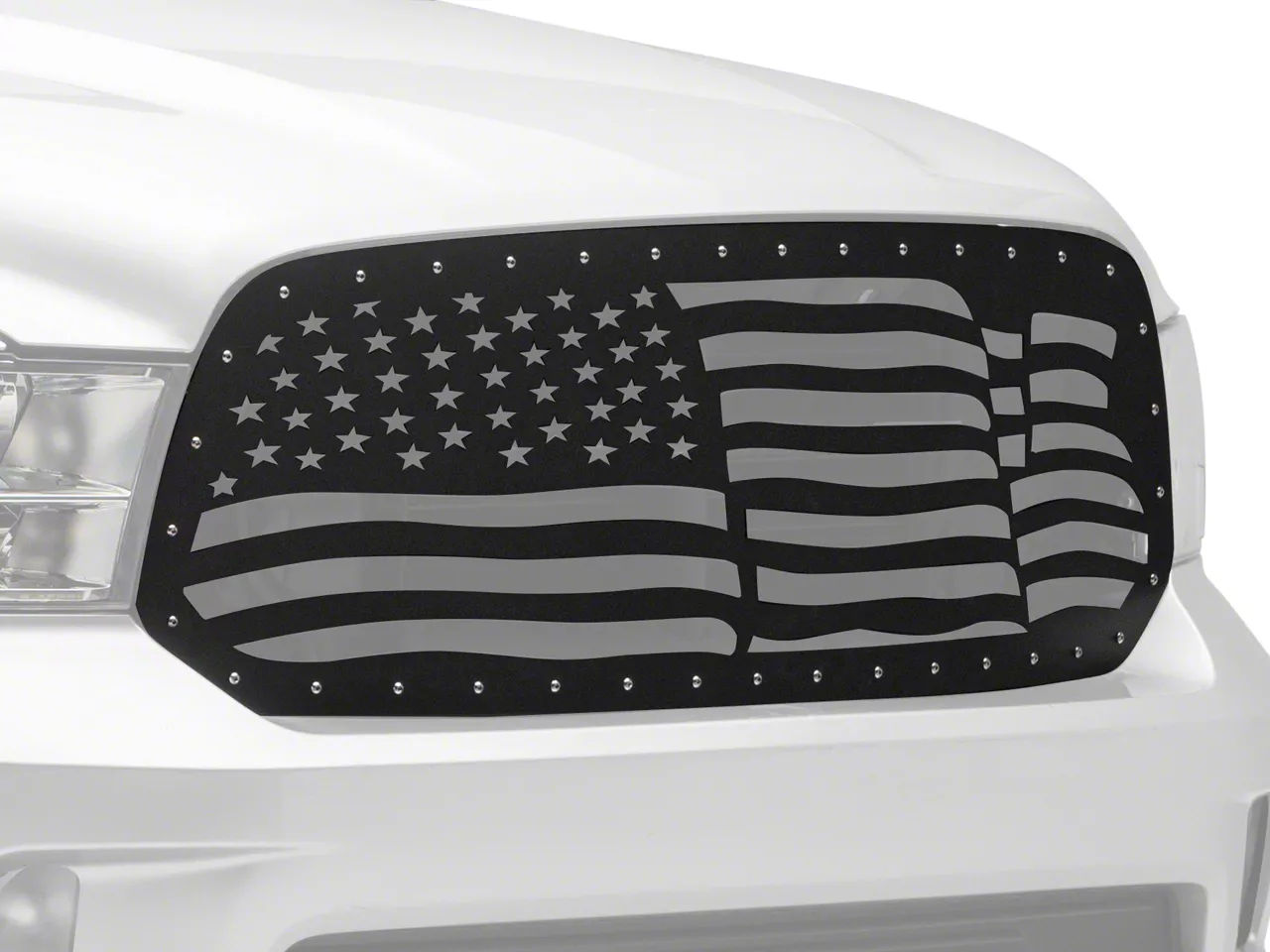 1-Piece Steel Upper Replacement Grille; American Flag (13-18 RAM 1500, Excluding Rebel)