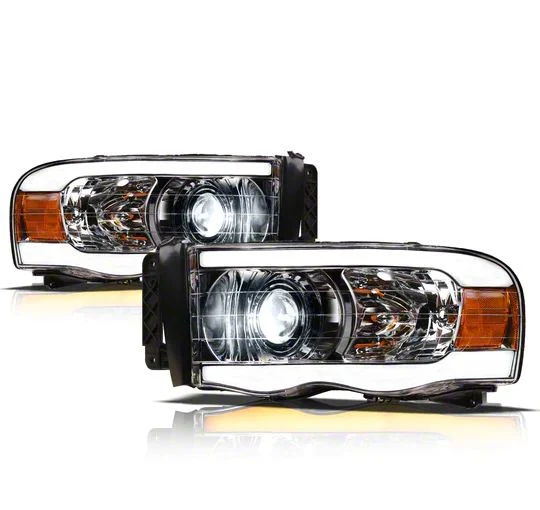 SQX Series LED Projector Headlights with Sequential Turn Signals; Chrome Housing; Clear Lens (03-05 RAM 3500)