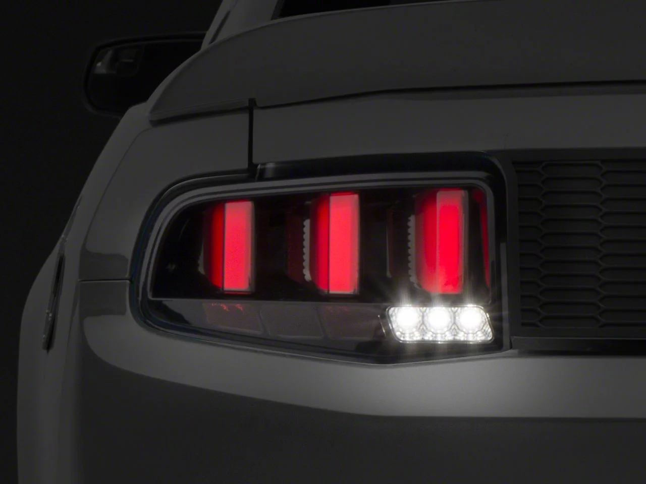 Raxiom Vector Tail Lights with White Diffusers; Smoked (10-12 Mustang)