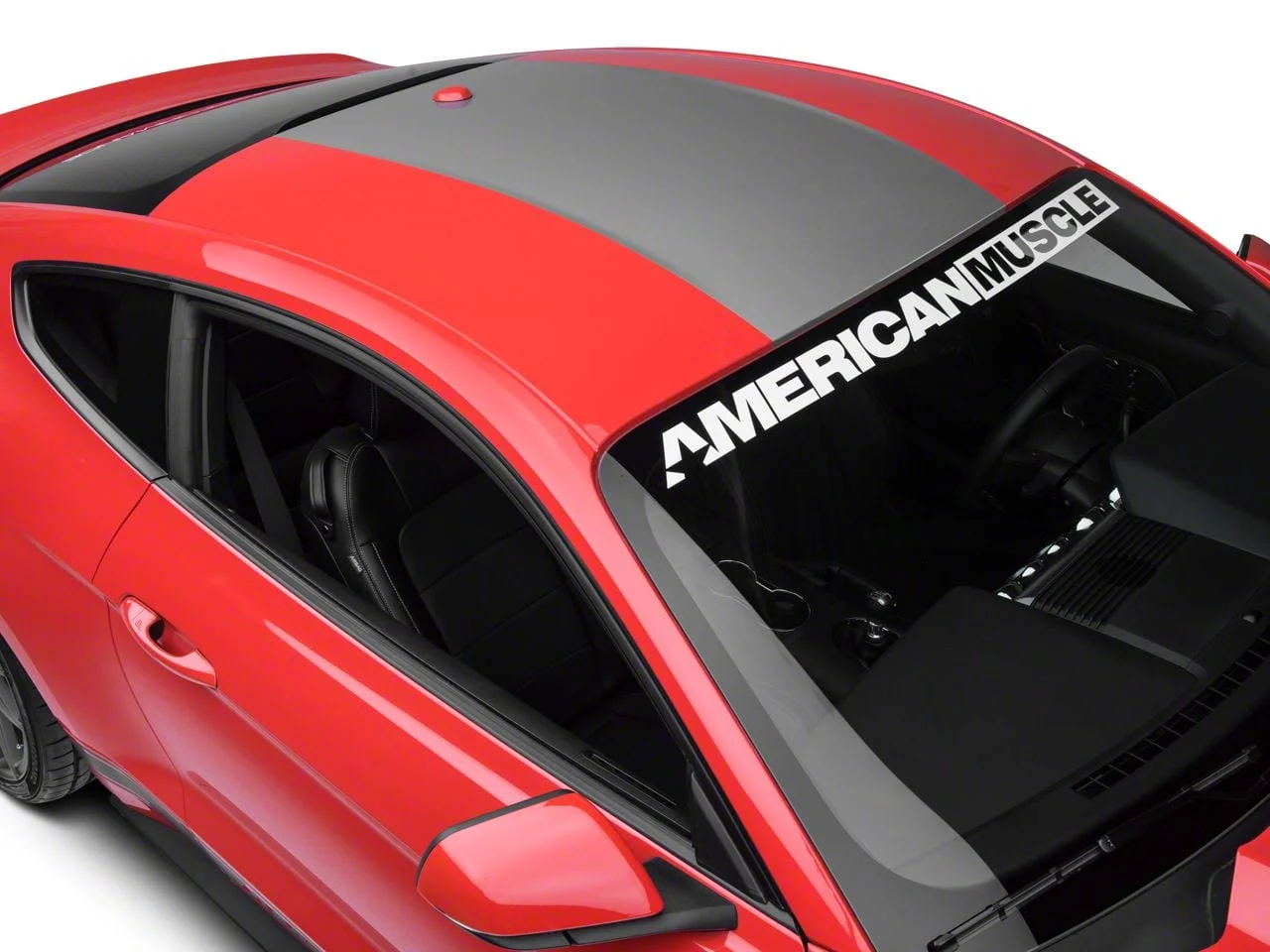 SEC10 Roof Panel Decal with Roof Antenna Cutout; Silver (15-23 Mustang Fastback)
