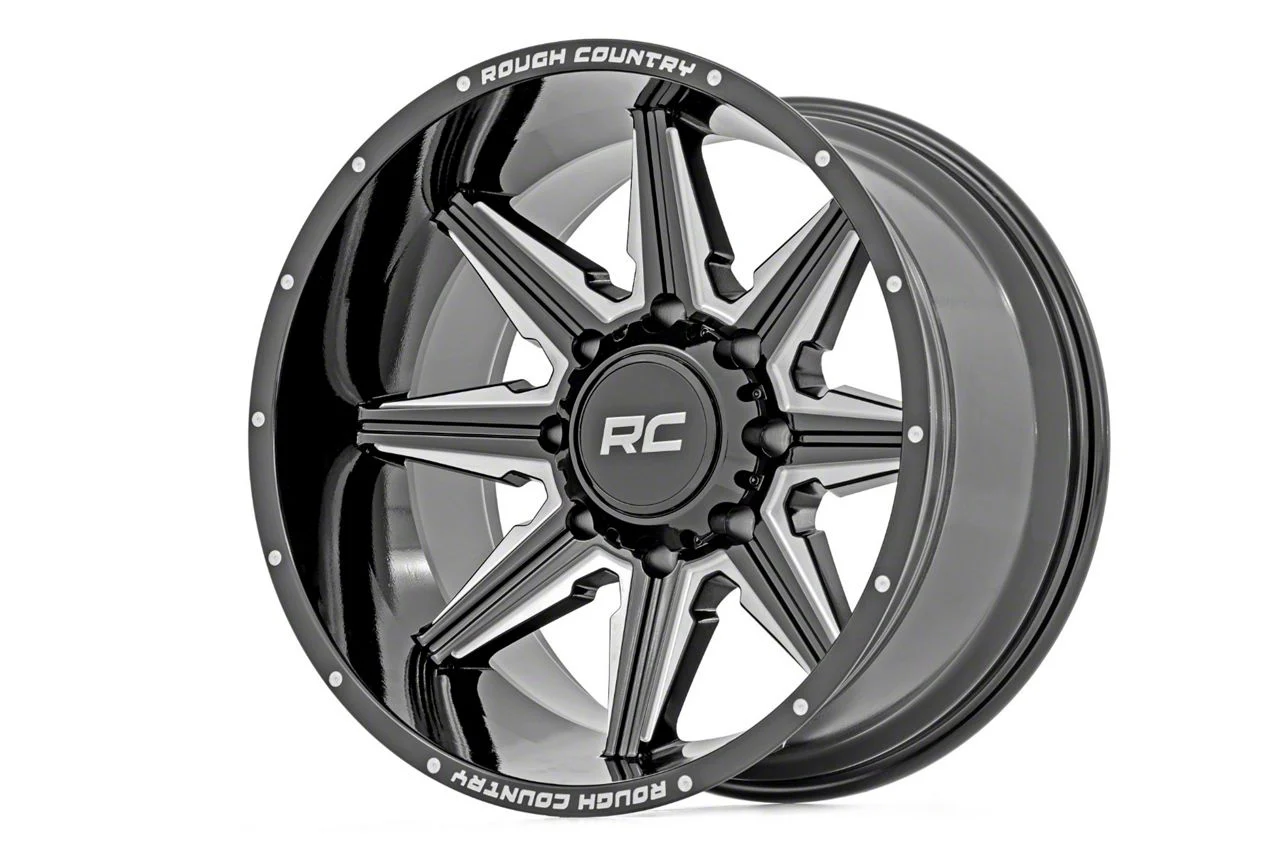 Rough Country 91 Series Gloss Black Milled 6-Lug Wheel; 22x12; -44mm Offset (15-20 Yukon)