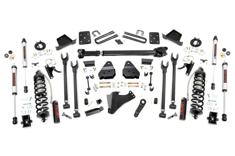 Rough Country Suspension 6-Inch 4-Link Coil-Over Conversion Suspension Lift Kit with Front Driveshaft and V2 Monotube Shocks (17-22 4WD 6.7L Powerstroke F-350 Super Duty SRW w/ 3.50-Inch Rear Axle & w/o Factory Overload Springs, Excluding Tremor)Find parts