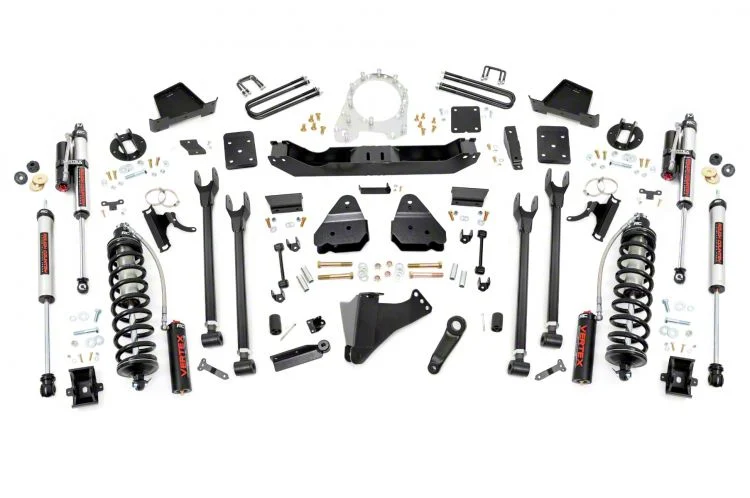 Rough Country Suspension 6-Inch 4-Link Coil-Over Conversion Suspension Lift Kit with Vertex Adjustable Shocks (17-22 4WD 6.7L Powerstroke F-350 Super Duty SRW w/ 4-Inch Rear Axle & Factory Overload Springs, Excluding Tremor)
