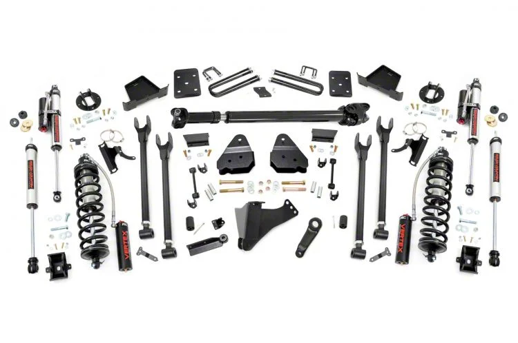 Rough Country Suspension 6-Inch 4-Link Coil-Over Conversion Suspension Lift Kit with Front Driveshaft and Vertex Adjustable Shocks (17-22 4WD 6.7L Powerstroke F-350 Super Duty SRW w/ 3.50-Inch Rear Axle & Factory Overload Springs, Excluding Tremor)Find par