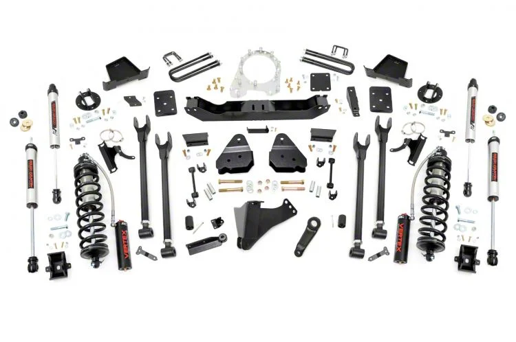Rough Country Suspension 6-Inch 4-Link Coil-Over Conversion Suspension Lift Kit with V2 Monotube Shocks (17-22 4WD 6.7L Powerstroke F-350 Super Duty SRW w/ 3.50-Inch Rear Axle & Factory Overload Springs, Excluding Tremor)