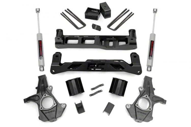 Rough Country Suspension 5-Inch Suspension Lift Kit with Premium N3 Shocks (14-17 2WD Sierra 1500 w/ Stock Cast Steel Control Arms, Excluding Denali)