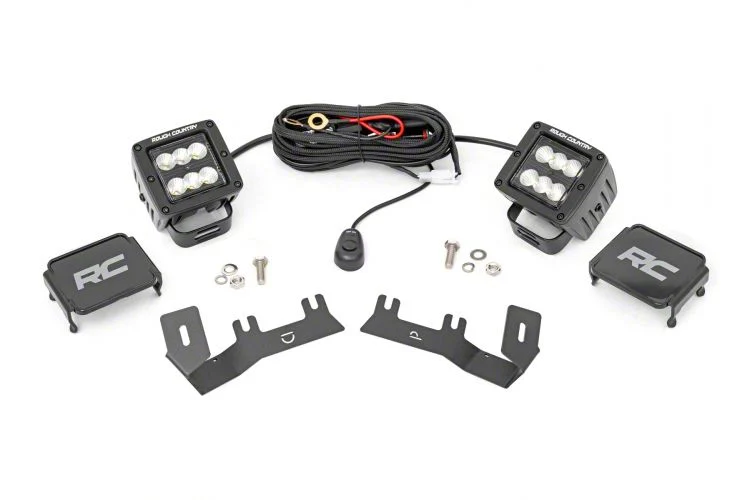 Rough Country Offroad Black Series LED Ditch Light Kit; Flood Beam (14-18 Sierra 1500)