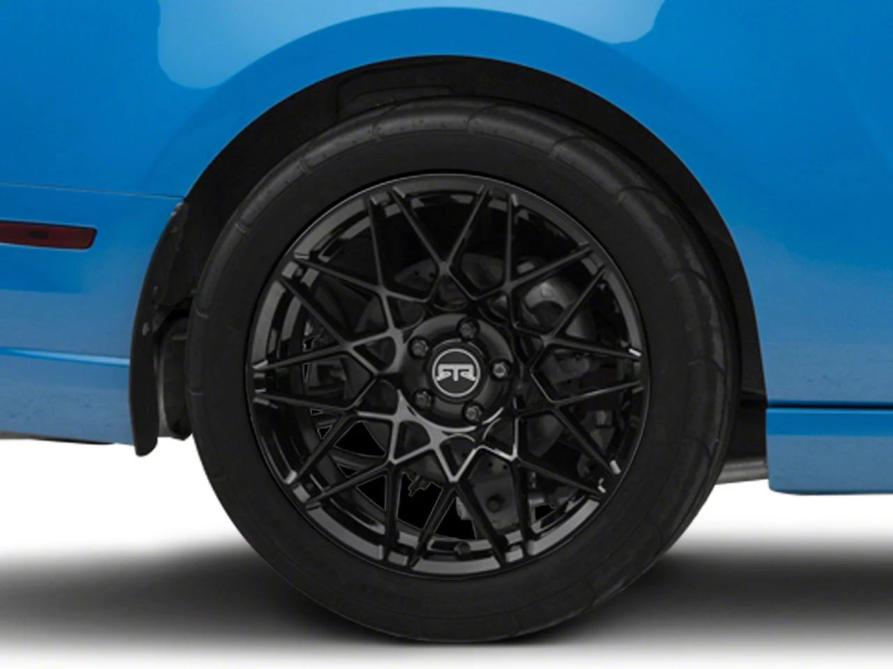 RTR Tech Mesh Gloss Black Wheel; Rear Only; 19x10.5; 45mm Offset (10-14 Mustang)