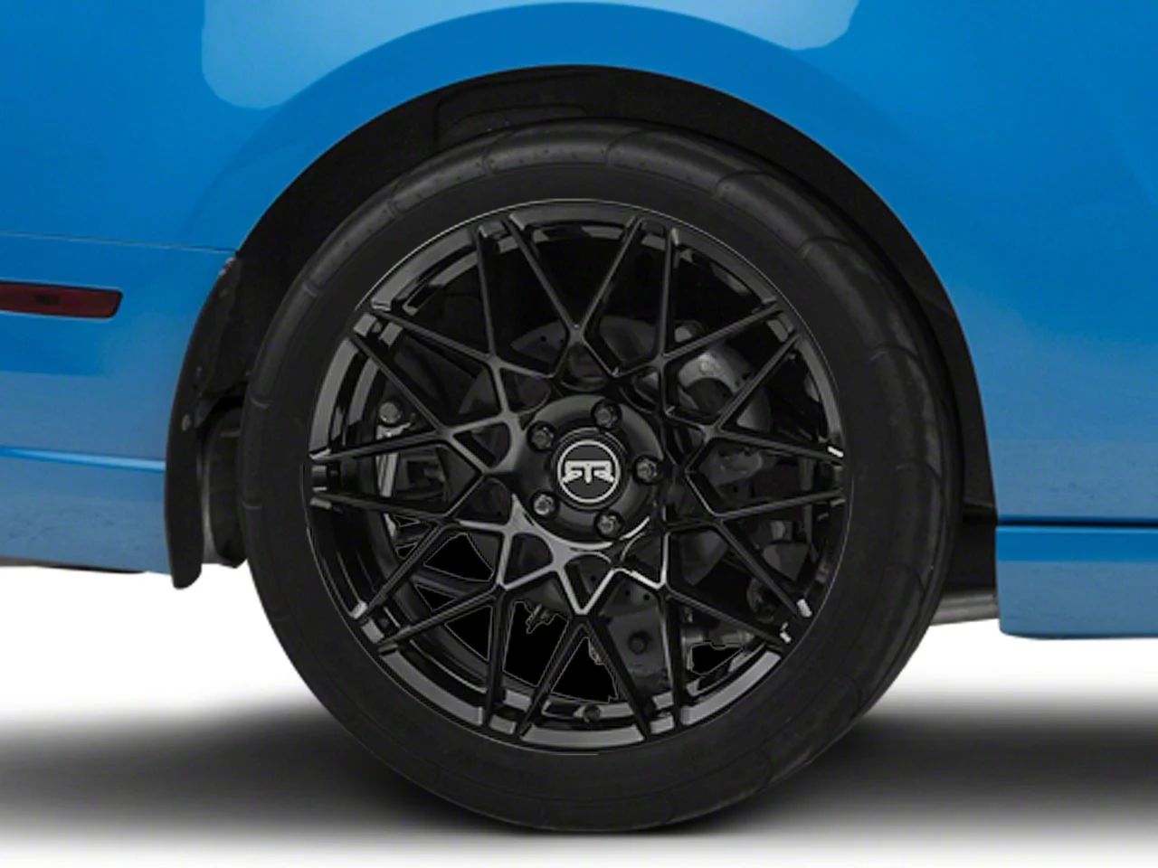 RTR Tech Mesh Gloss Black Wheel; Rear Only; 20x10.5; 45mm Offset (10-14 Mustang)