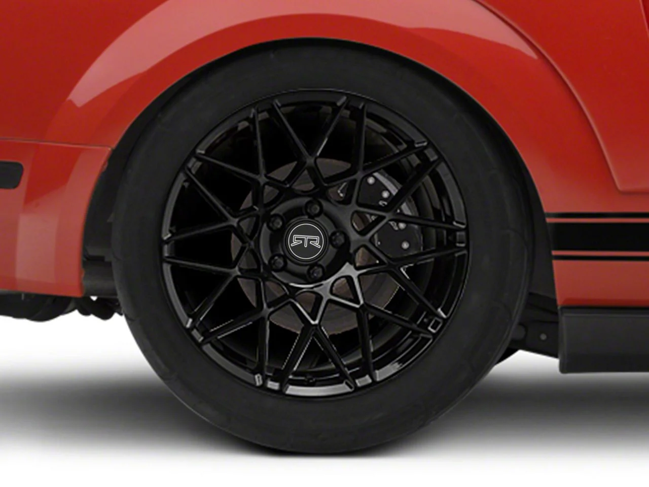 RTR Tech Mesh Gloss Black Wheel; Rear Only; 19x10.5; 45mm Offset (05-09 Mustang)