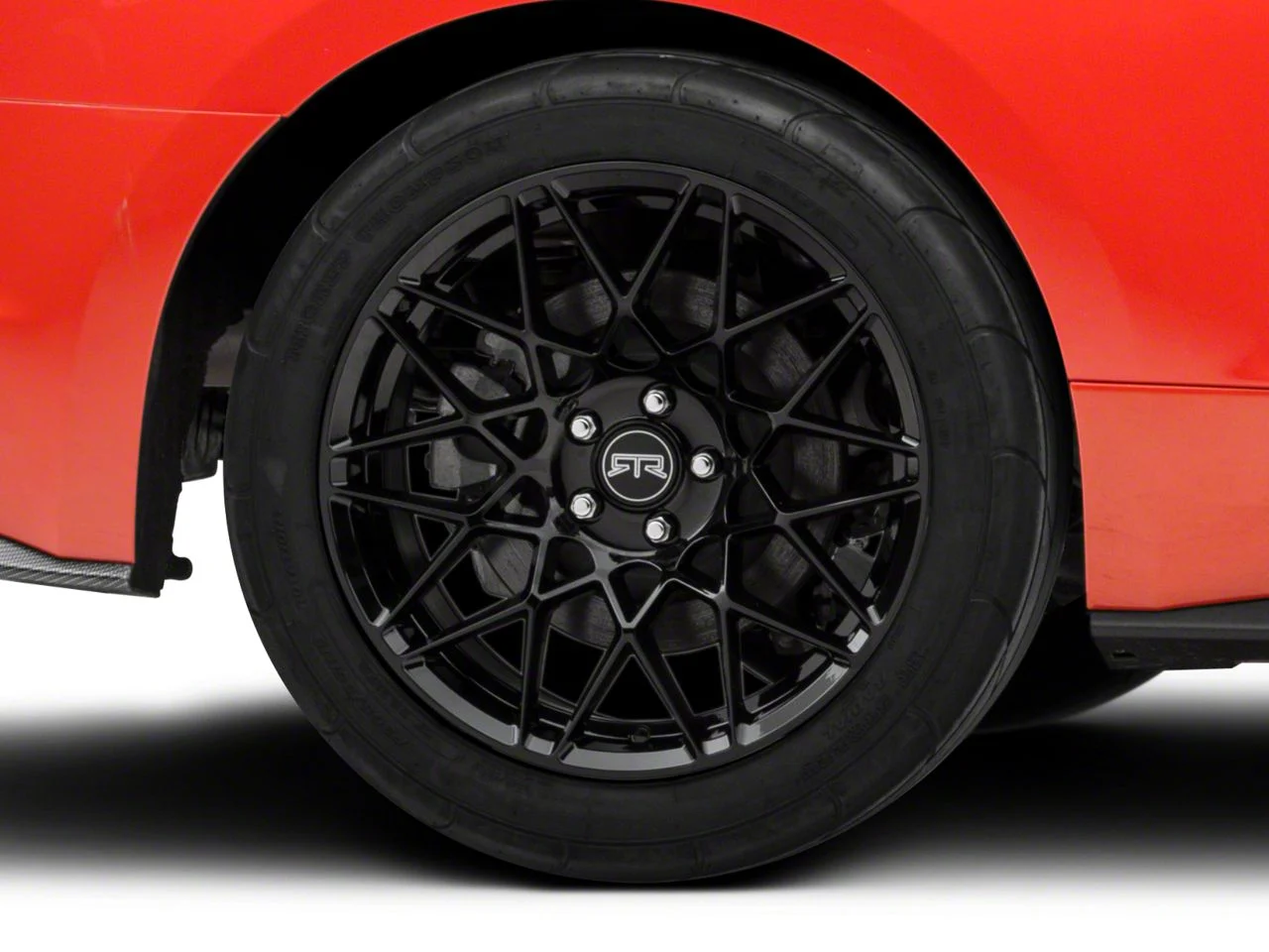 RTR Tech Mesh Gloss Black Wheel; Rear Only; 19x10.5; 45mm Offset (15-23 Mustang GT, EcoBoost, V6)