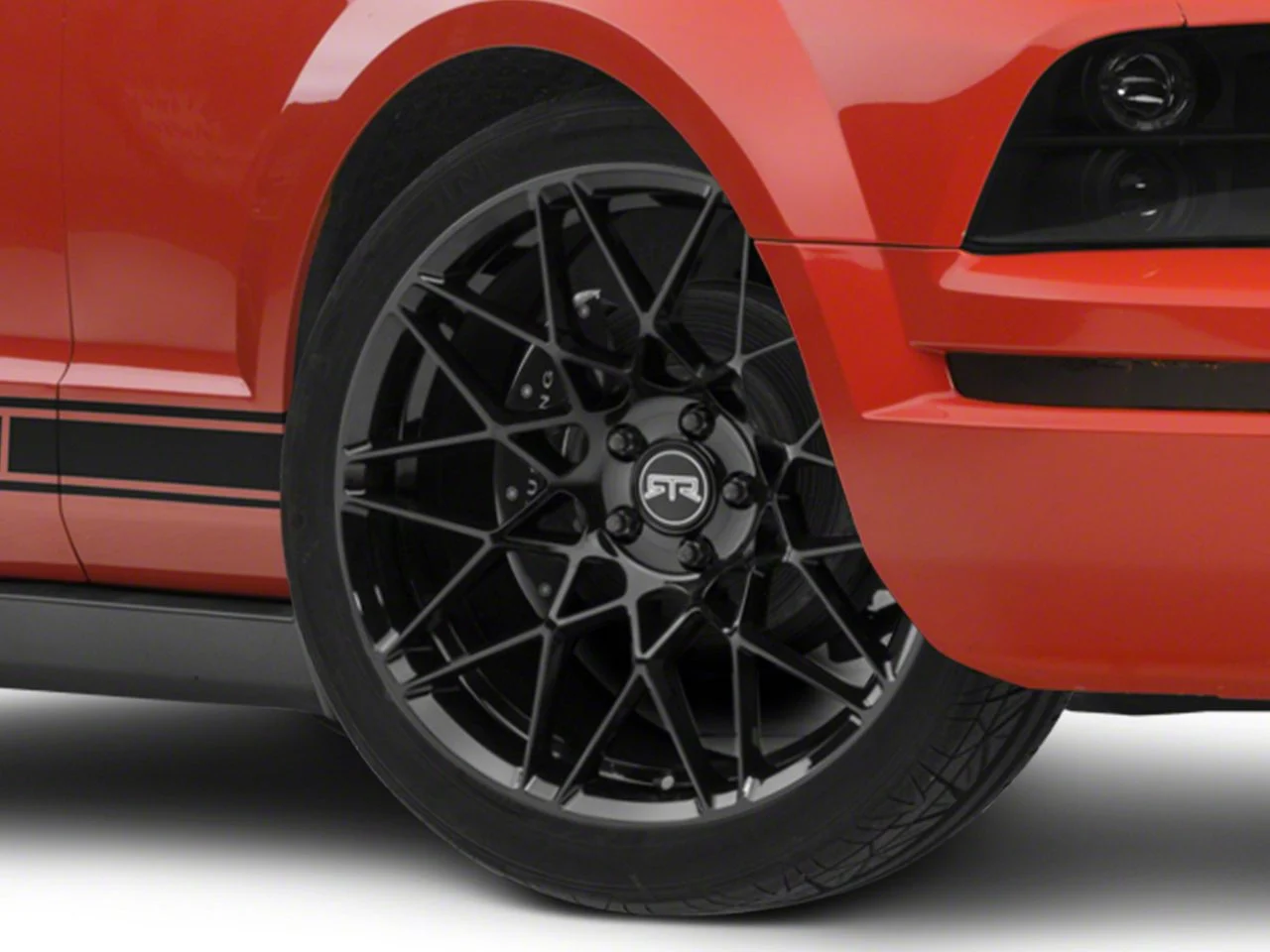 RTR Tech Mesh Gloss Black Wheel; Rear Only; 20x10.5; 45mm Offset (05-09 Mustang)