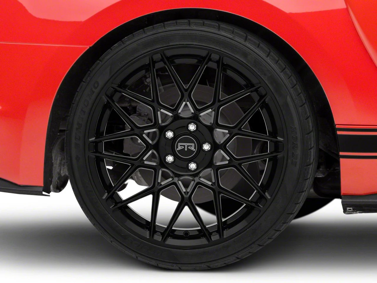 RTR Tech Mesh Gloss Black Wheel; Rear Only; 20x10.5; 45mm Offset (15-23 Mustang GT, EcoBoost, V6)