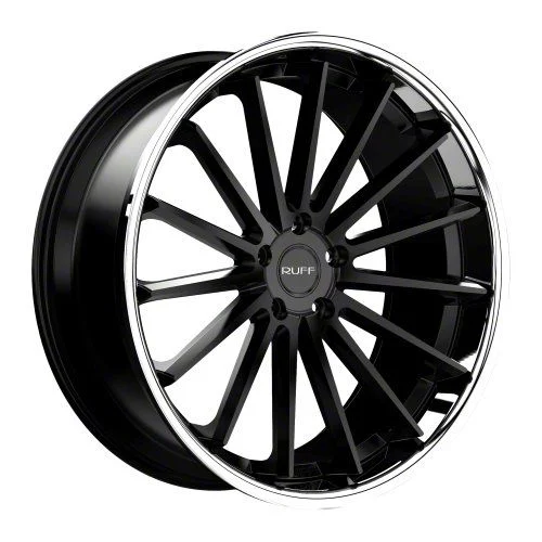 RUFF R03 Satin Black with Stainless Steel Lip Wheel; Rear Only; 20x10; 45mm Offset (21-26 Mustang Mach-E)