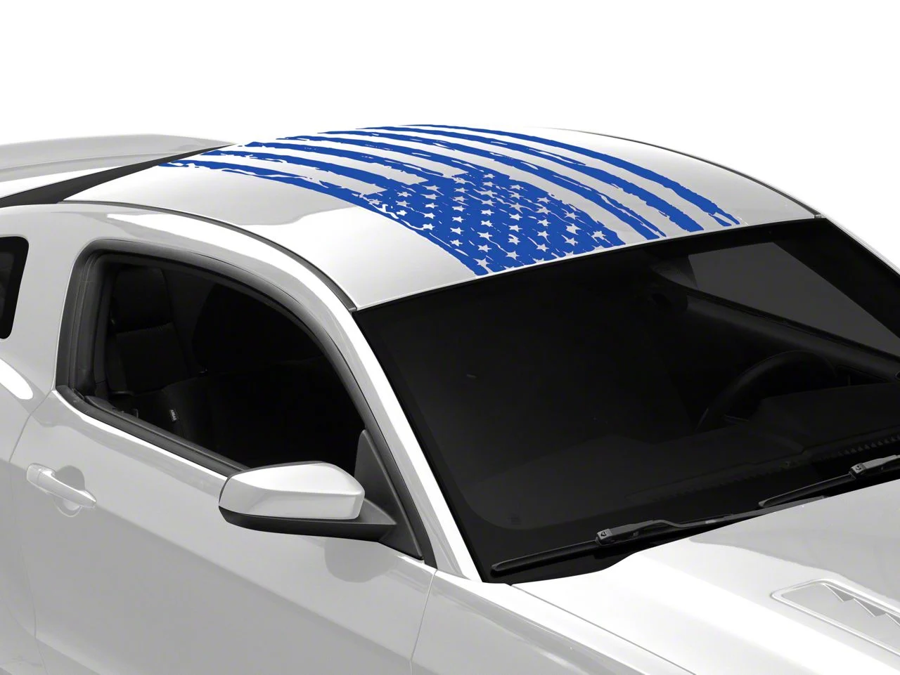SEC10 Distressed Flag Roof Panel Decal; Blue (10-14 Mustang Coupe)