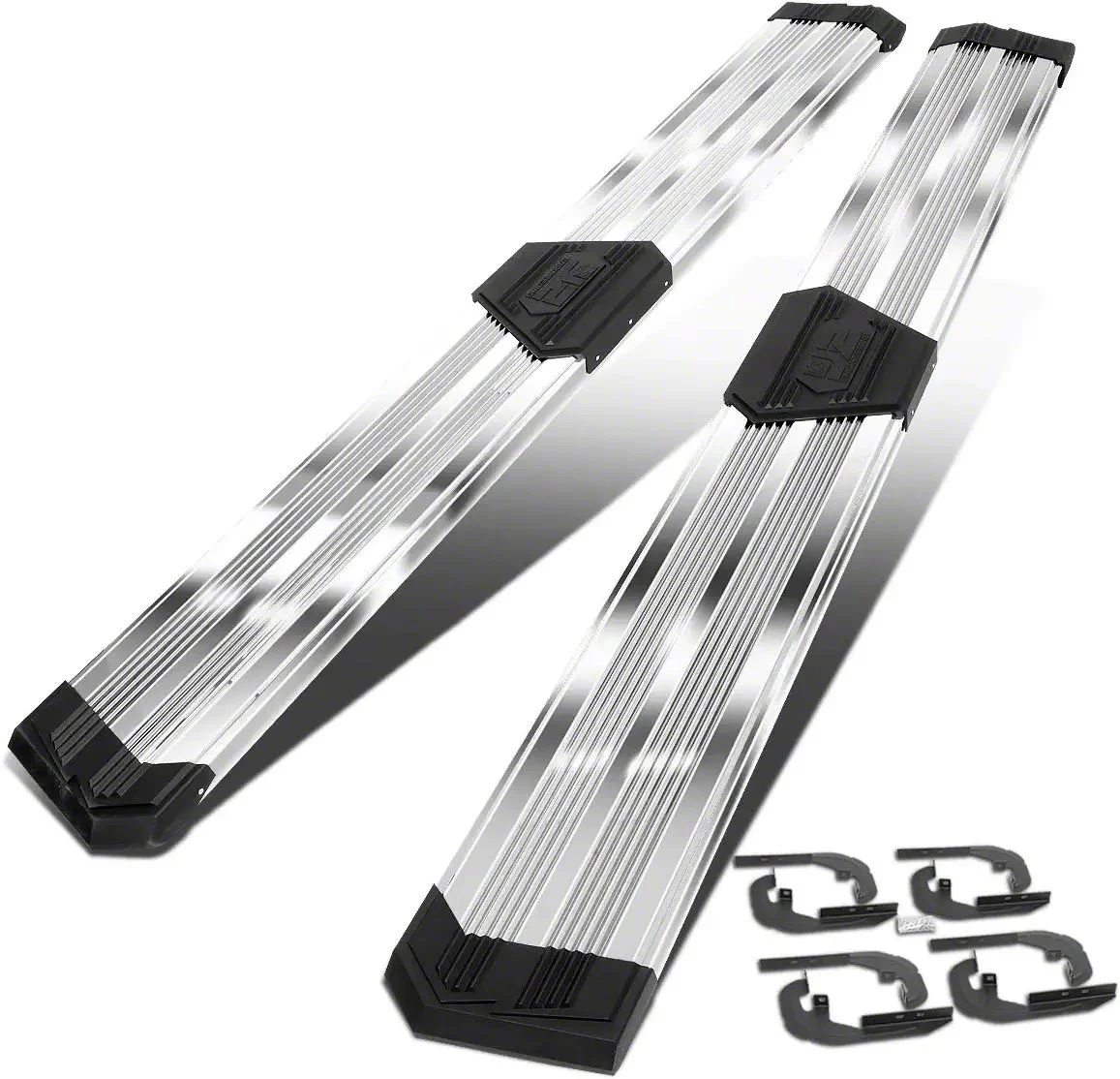 10-Inch Pleated Step Bar Running Boards; Chrome (19-26 Sierra 1500 Crew Cab)