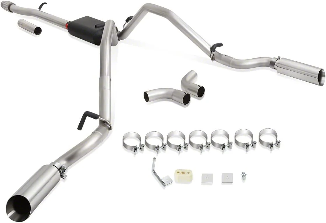 Dual Exhaust System with Polished Tips; Rear Exit (14-18 4.3L Sierra 1500)