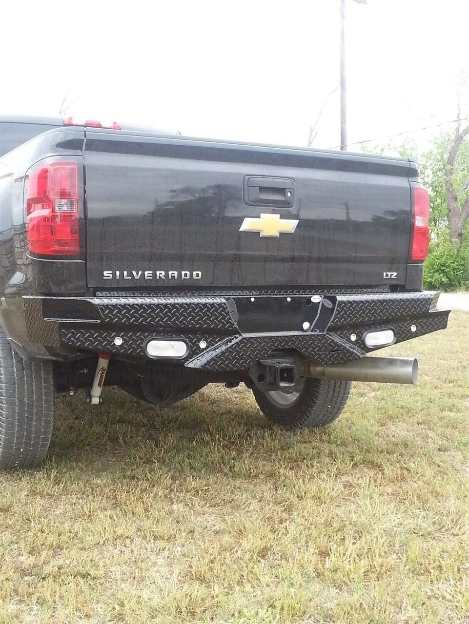 Diamond Rear Bumper with Backup Lights; Black (11-14 Sierra 2500 HD)