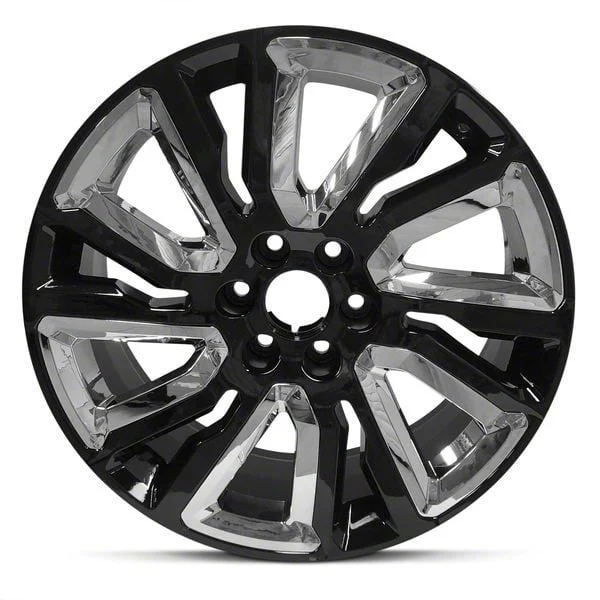 12-Spiral Spoke Replica Aluminum Black 6-Lug Wheel; 22x9; 28mm Offset (19-26 Silverado 1500)