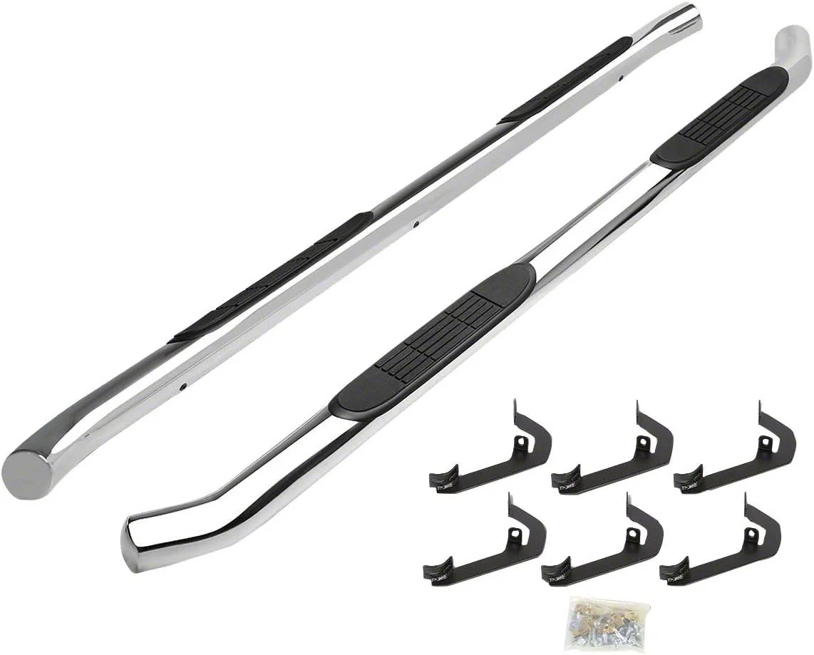 3-Inch Nerf Side Step Bars; Stainless Steel (07-18 Silverado 1500 Crew Cab)