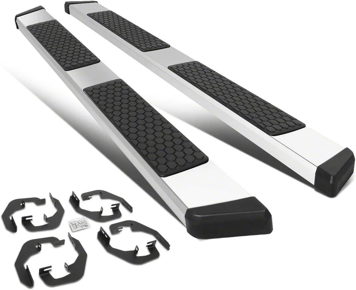 5-Inch Wide Flat Running Boards; Stainless Steel (07-18 Silverado 1500 Crew Cab)