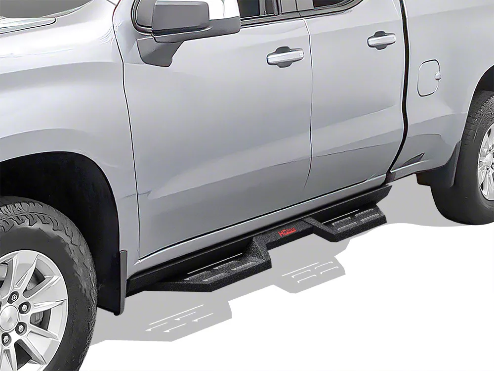 Drop Down Style Nerf Side Step Bars; Matte Black (20-26 Silverado 2500 HD Double Cab)