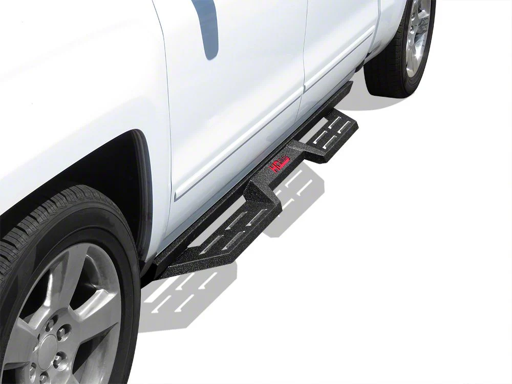 Drop Down Style Nerf Side Step Bars; Matte Black (07-19 Silverado 2500 HD Crew Cab)