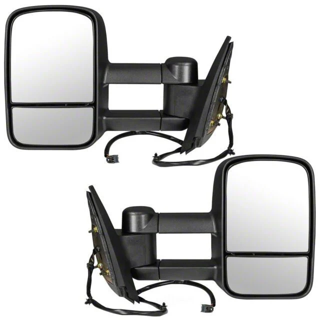 Heated Manual Towing Mirrors; Textured Black (15-19 Silverado 2500 HD)