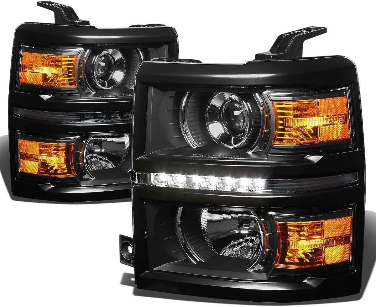 Projector Headlights; Black Housing; Clear Lens (2015 Silverado 2500 HD)