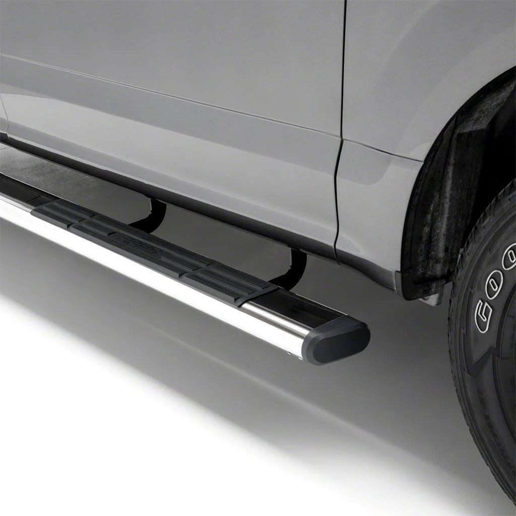 6-Inch Oval Side Step Bars; Polished Stainless (20-26 Silverado 3500 HD Crew Cab)