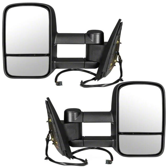 Heated Manual Towing Mirrors; Textured Black (15-19 Silverado 3500 HD)