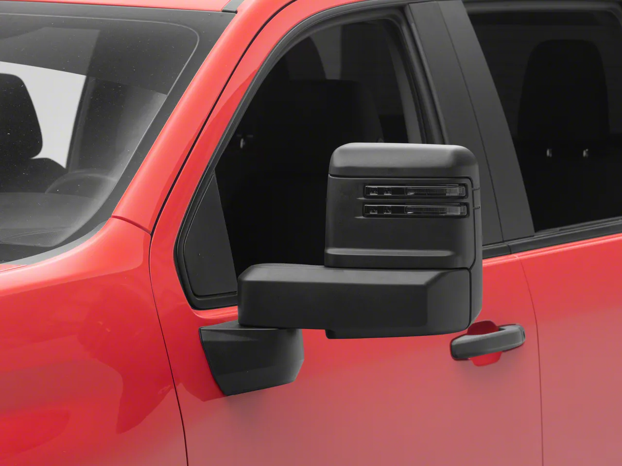 Powered Heated Manual Extendeable Towing Mirrors with Smoked LED Turn Signals; Matte (20-26 Silverado 3500 HD)