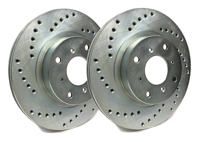 SP Performance Cross-Drilled Rotors with Silver ZRC Coating; Rear Pair (16-24 Camaro SS w/ 4-Piston Front Calipers)