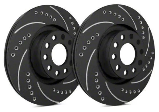 SP Performance Cross-Drilled and Slotted Rotors with Black ZRC Coating; Rear Pair (10-15 Camaro SS; 12-24 Camaro ZL1)
