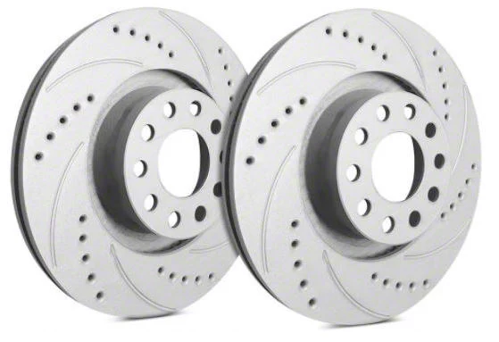 SP Performance Cross-Drilled and Slotted Rotors with Gray ZRC Coating; Front Pair (10-15 V6 Camaro)