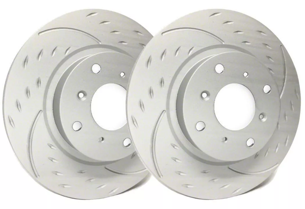 SP Performance Diamond Slot Rotors with Gray ZRC Coating; Front Pair (05-10 Mustang GT; 11-14 Mustang V6)