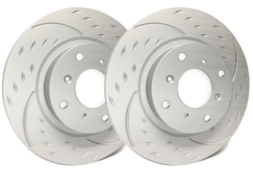 SP Performance Diamond Slot Rotors with Gray ZRC Coating; Front Pair (15-23 Mustang GT w/o Performance Pack, EcoBoost w/ Performance Pack)
