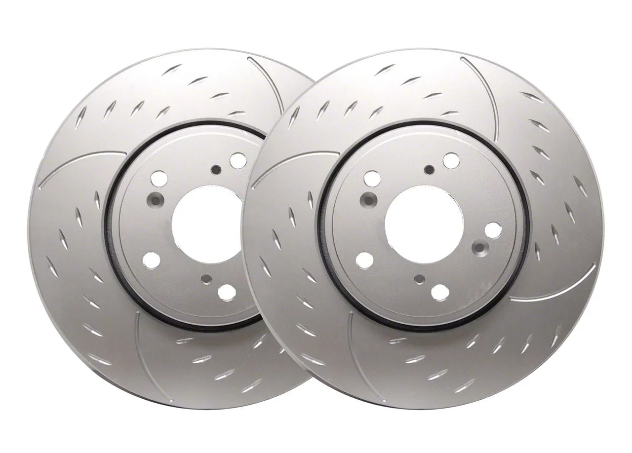 SP Performance Diamond Slot Rotors with Silver ZRC Coating; Rear Pair (15-23 Mustang GT, EcoBoost w/ Performance Pack)
