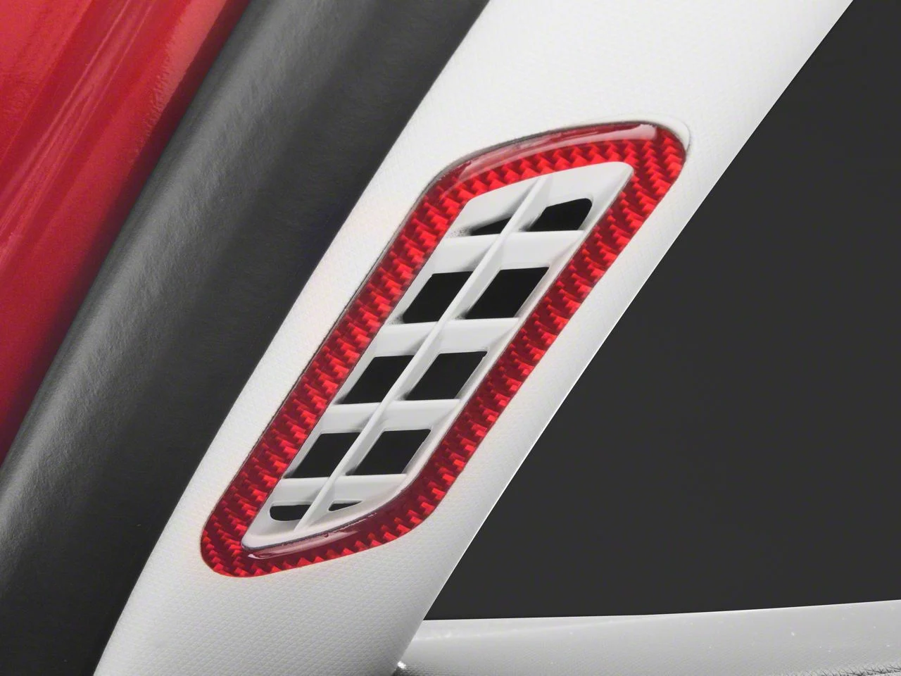 SpeedForm A-Pillar Vent Trim; Red Carbon Fiber (21-25 Mustang Mach-E)