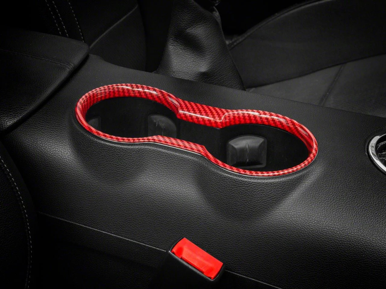 SpeedForm Center Console Cup Holder Trim; Red Carbon (15-23 Mustang, Excluding GT500)