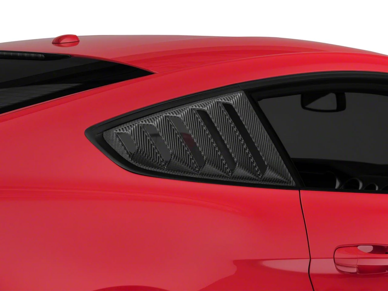 SpeedForm Vintage Quarter Window Louvers; Textured Carbon Appearance (15-23 Mustang Fastback)
