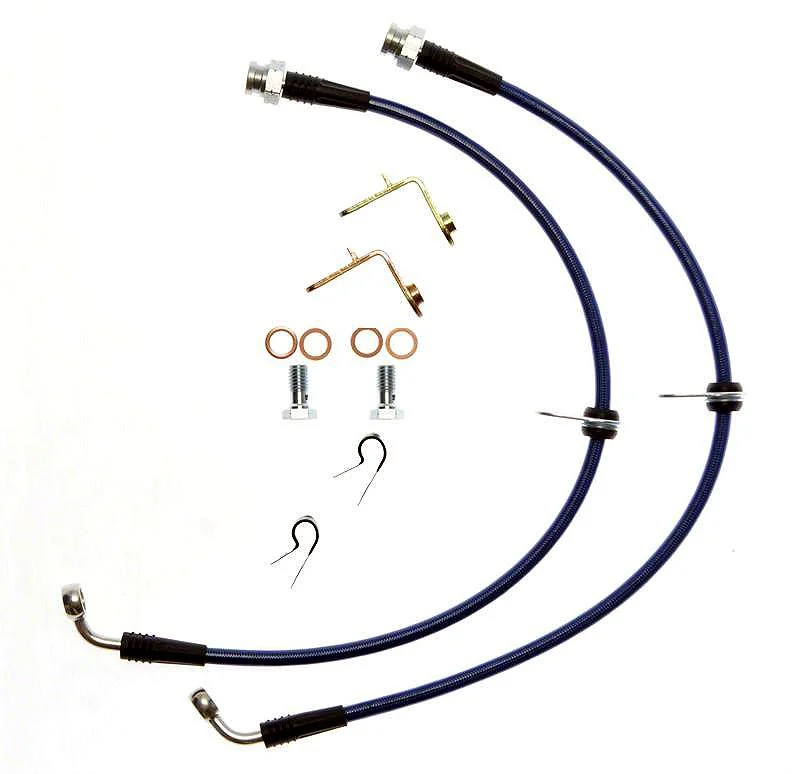 Stifflers Stainless Steel Brake Hose Kit; Clear; Front (05-14 Mustang, Excluding BOSS 302 & GT500)